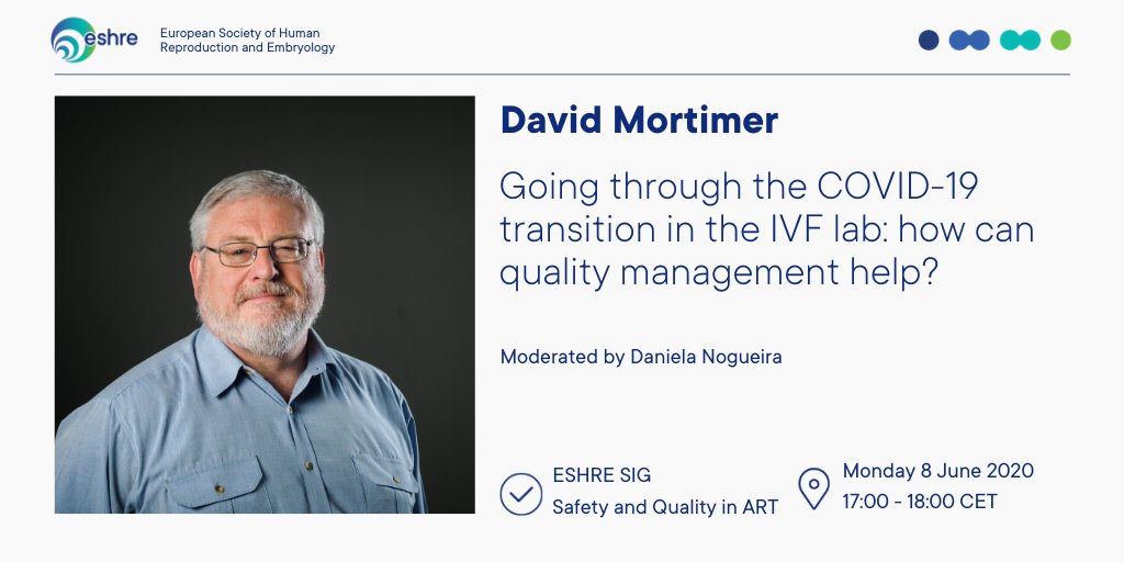 ESHRE's tweet photo. Register now for our upcoming webinar taking place on 8 June at 17:00 CET 👉 "Going through the COVID-19 transition in the IVF lab: how can quality management help?" @ESHREsigSQART 🔗 https://t.co/MXZdKh8QST #COVID19 #IVFlab #SQART https://t.co/Acci4MzCwH
