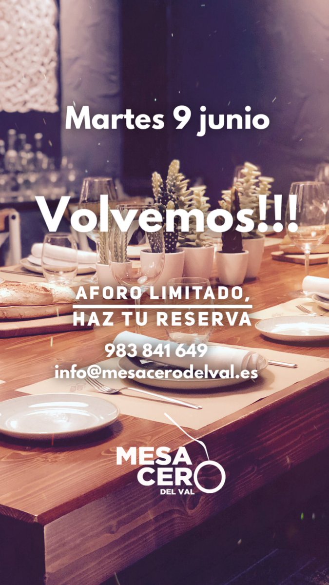¡Os esperamos de martes a sabado en servicio de comidas y cenas! #restaurantesvalladolid #fase2