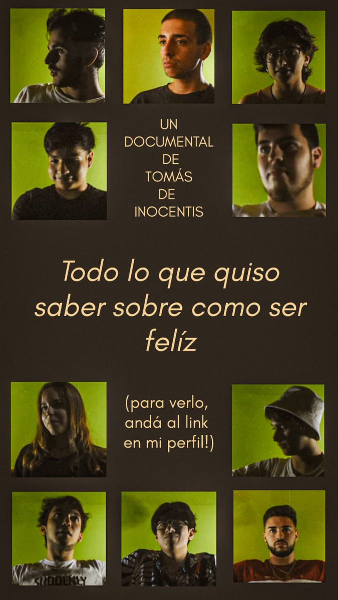 Hice un documental corto sobre la felicidad, gracias a todos mis amigos y amigas que me ayudaron a realizarlo y muchas gracias a <a href="/BaresdeSaturno/">momento pito</a> por la imagen.

youtu.be/BJBZ4joMgXo