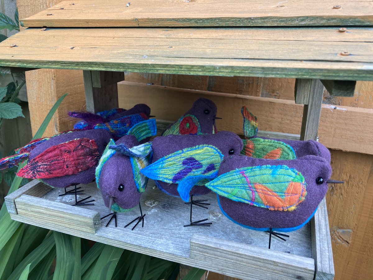 <a href="/HandmadeHour/">HandmadeHour</a> Hi <a href="/HandmadeHour/">HandmadeHour</a> I love creating hand felted products using wool fibres and stitching them to embellish. My recent makes are a flock of fantasy birds #felting #merino #wool #birds etsy.com/uk/listing/818…