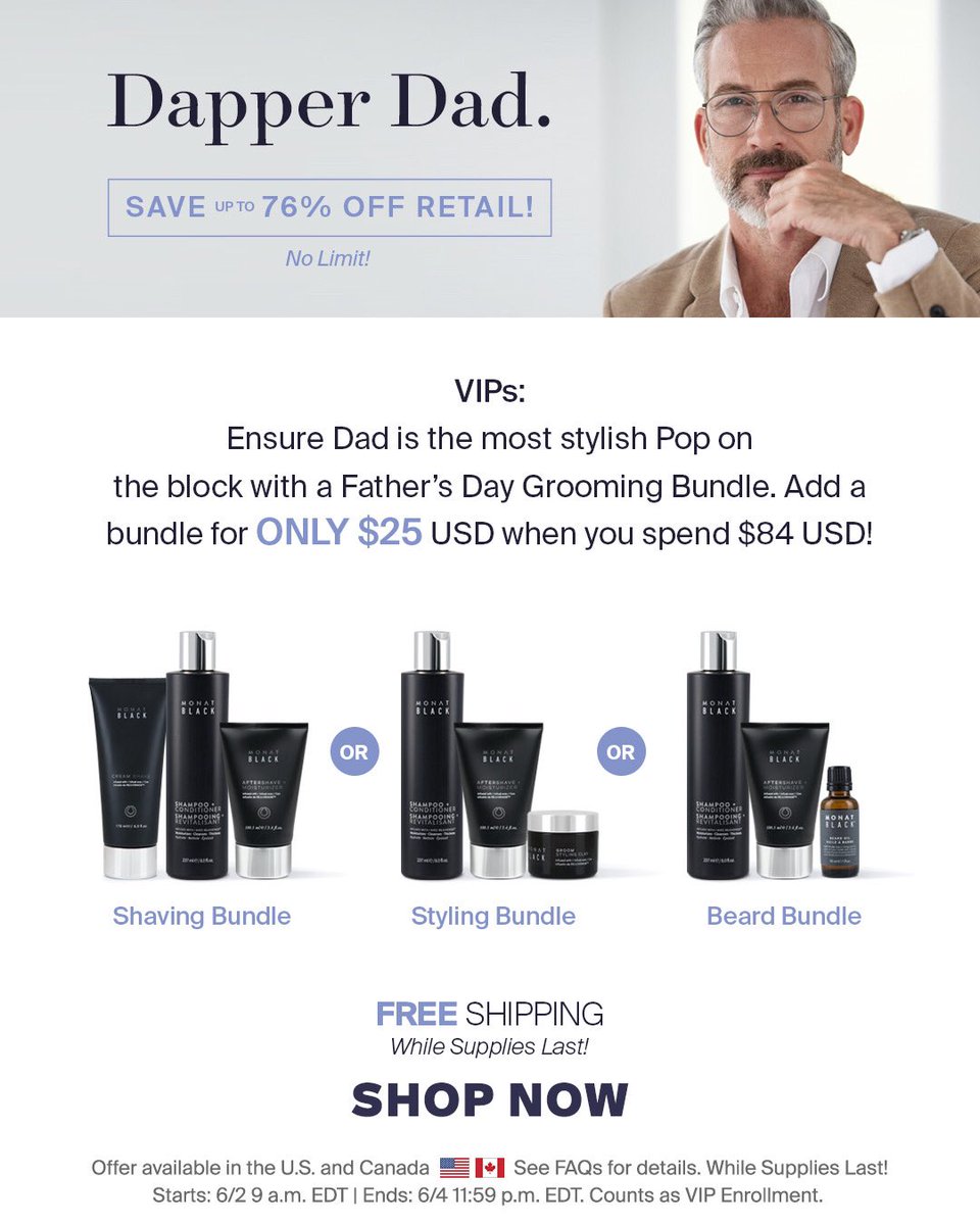 JessyJess2529's tweet photo. Get your dad everything he needs to be dapper for Father's Day! Choose your own bundle from the three below for just $25 when you spend $84 as a VIP..Shop now: https://t.co/Vxx4Y3S7Jp #fathersdaysale https://t.co/hHFLRG7Ncj