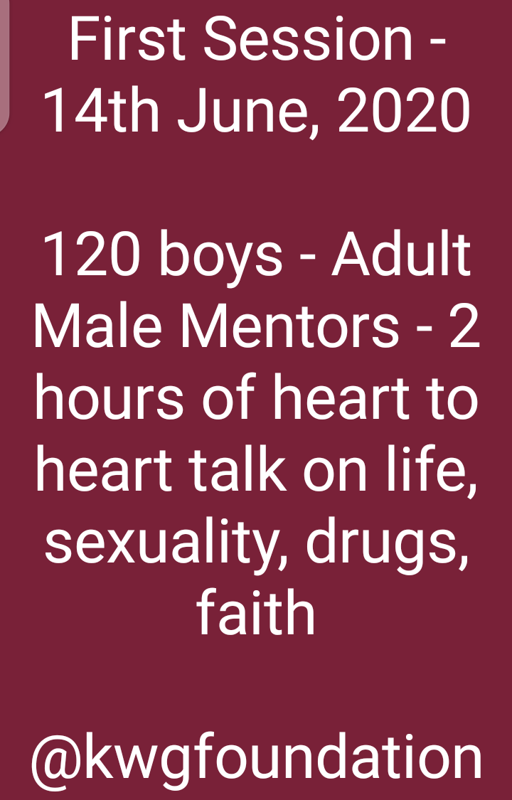 KWGFoundation's tweet photo. It is time 'TO DO SOMETHING'!
Let's begin to raise our boys right.

BOYS CONNECT© is an initiative of the @KWGFoundation 

A direct mentorship series by men for boys in schools  and communities in Abuja.

@DrJoeAbah @segalink @OgbeniDipo https://t.co/EpP9kxRWA0