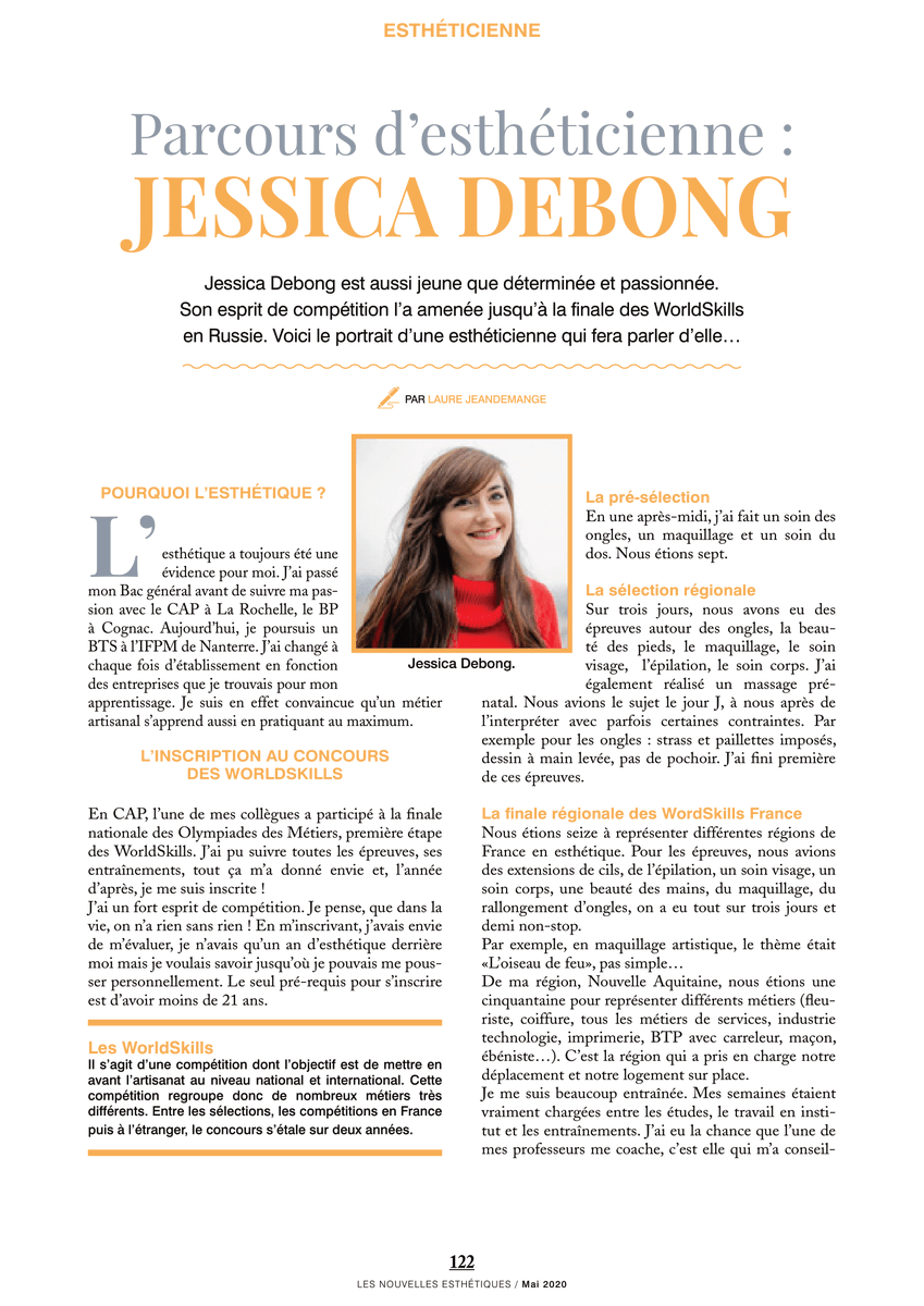 Ifpm92's tweet photo. 📣 [#article]Découvrez le portrait de Jessica Debong, finaliste du concours des WorldSkills et apprentie en BTS esthétique à IFPM Nanterre.
Tous les détails de sa participation au plus grand concours des métiers au monde à Kazan dans cette interview réalisée par @NLESESTHETIQUES https://t.co/DHAhxrUSVw