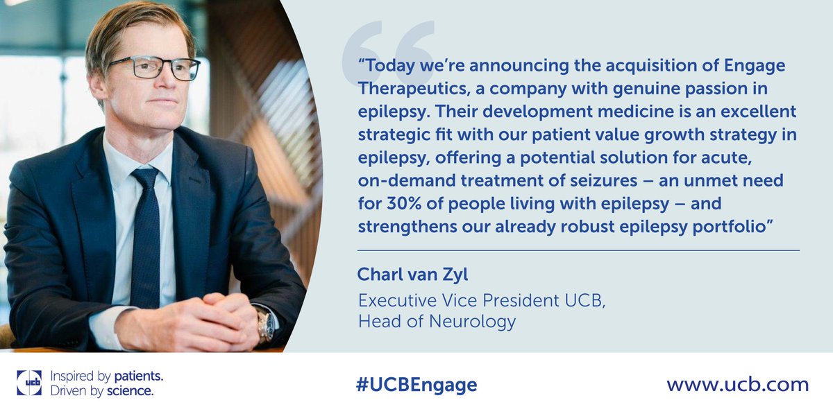 ucb_news's tweet photo. UCB announced the acquisition of Engage Therapeutics, a company with genuine passion in epilepsy https://t.co/vSMLSEaBfK
