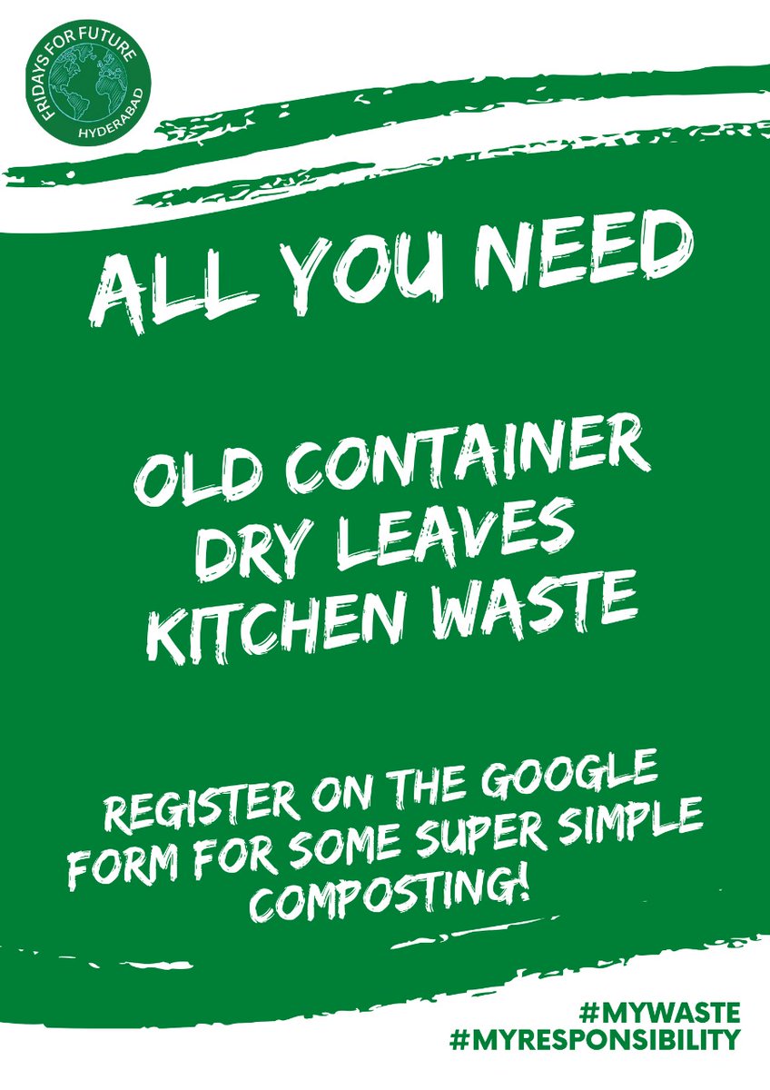 This #EnvironmentDay let's do our bit 2 save #nature. Stop your household waste from going into a landfill. 
Let's learn composting. 
It's easy.
Join 'Compost My Waste' challenge by registering here -
forms.gle/MNZmrLMM4C4tg7… 
#ClimateChange #MYWASTE #MYRESPONSIBILITY #environment