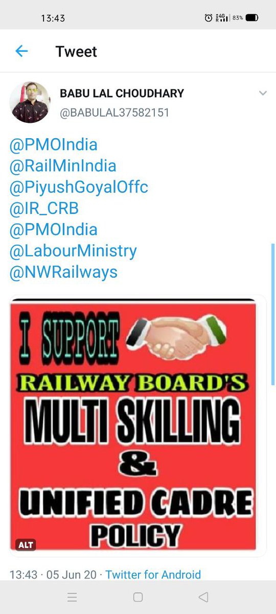 DeokantKumar18's tweet photo. I malso support railway board multi skilling&amp;unified cadre policy https://t.co/YxqsnDMHPq