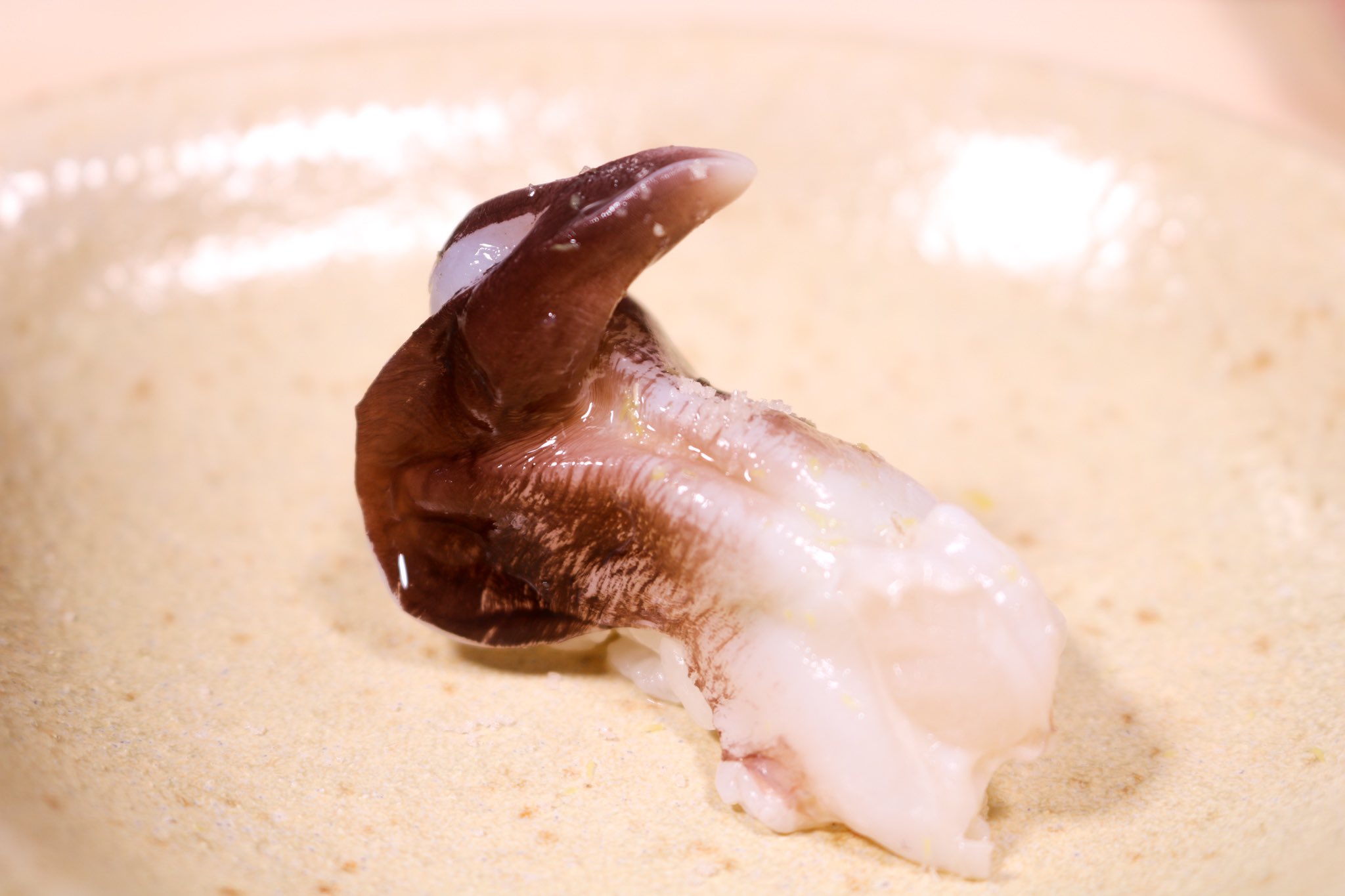 寿司 いそはー Youtuber トリガイの握り 少し火を加えると甘みが深まり 食感も良くなる 春の貝ですがまだまだ出てますね 叩かず煮切りと叩いてレモン塩で食べました 来週くらいの動画になります トリガイ 鳥貝 寿司 鮨