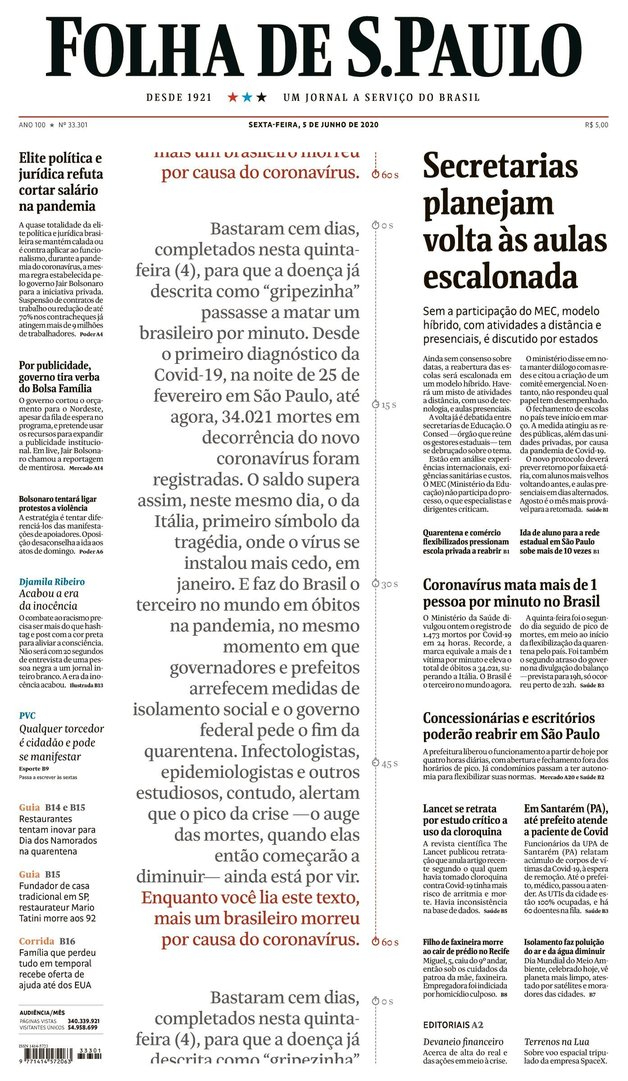 Bom dia, esta é a capa da #folha desta sexta (5). Acesse folha.com para ler mais. #folhadespaulo #fsp