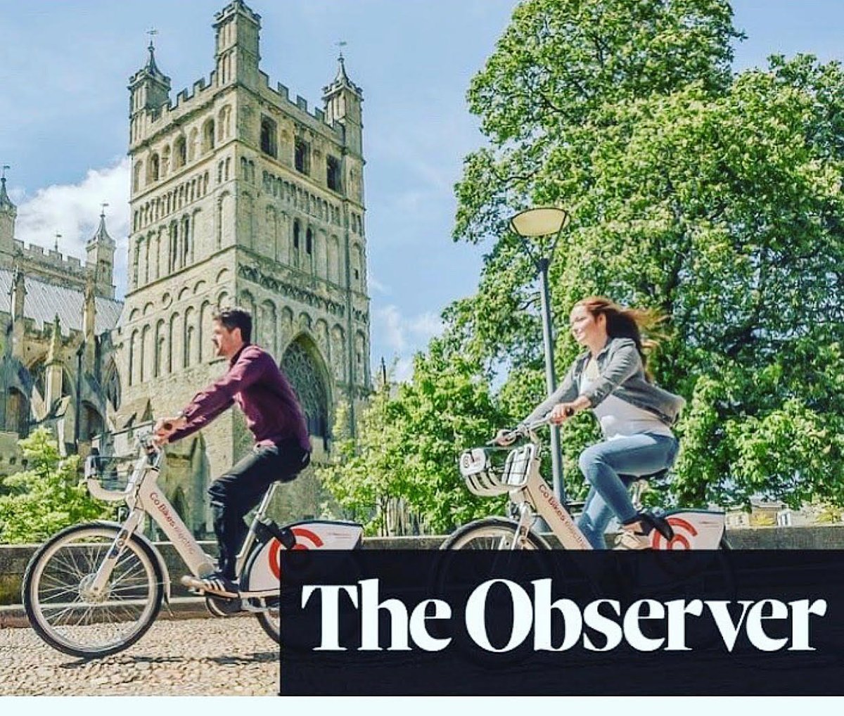 If I wasn't missing doing commercial and marketing photography enough, I see this over the weekend in the @observer :) This is an image taken during a promotional shoot for @CoCars in #Exeter  #commercialphotography #exeterphotographer #electricbike  #marketingphotography