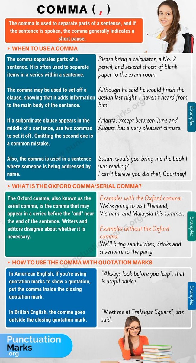 ritebricks's tweet image. #writing
A comma is used to separate ideas or elements within a sentence. #punctuationmark.org