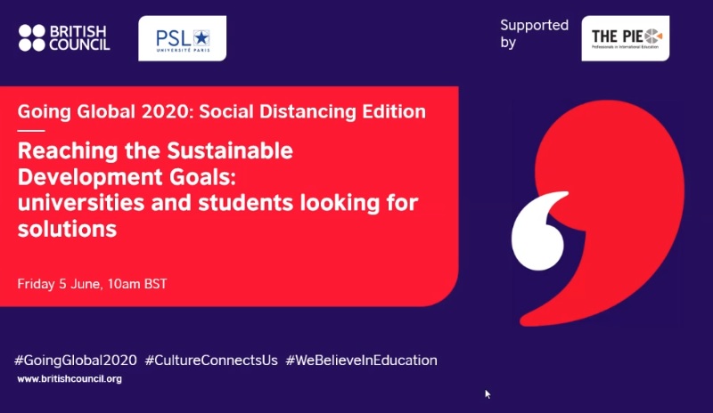 There is still time to join #GoingGlobal2020: Social Distancing Edition. @BritishCouncil @psl_univ ... what an opportunity to discuss current #challenges, #initiatives and more #SDG #SustainableDevelopmentGoals #SDG4 #Education