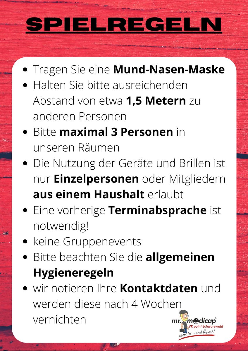 ModicapMr's tweet photo. Nochmal unsere Spielregeln zur Erinnerung
#wiederda #vr #fitnessandfun #mrmodicap https://t.co/w6afxfLubm