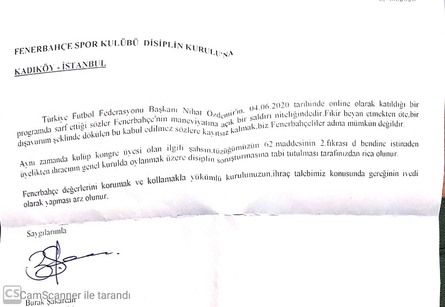 HalilBoran9's tweet photo. Fenerbahce Spor Klubu üyeleri Nihat Özdemir in üyelikten ihraci icin dilekceleri disiplin kuruluna göndermeye  basladilar..... https://t.co/xrB1rJjCaO