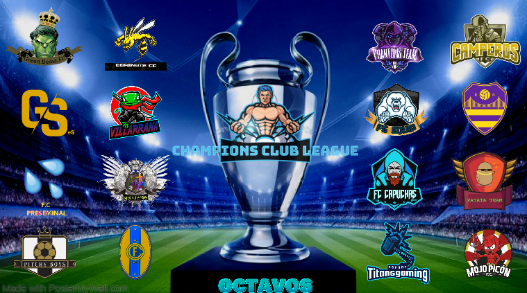¡SOIS DE OCTAVOS DE FINAL!🔥⚽️🏆

@GreenbeastF  @PhantomsTeam1 
@BorinotsCP  <a href="/Fccamperos/">FC CAMPEROS</a> 
@GoldenStars_eS  @FgEquip_ESP 
<a href="/VillarranaF/">🐸</a>  <a href="/subnordia/">Subnordia eSports</a> 
<a href="/FPreseminal/">FC Preseminal</a>  <a href="/FcCapuchas/">FC Capuchas</a> 
@INTER_FUTSTREE1  <a href="/patatateam_/">PATATA TEAM</a> 
<a href="/PitchyBoys/">Pitchy Boys FC</a>  <a href="/Gaming_Titanes/">Titanes Gaming</a>
<a href="/AstnaEsports/">ASTNA eSports</a> @FCMOJOPICON
