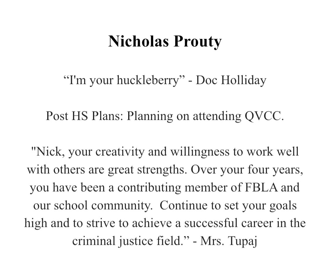 Today’s Senior Spotlight is Nicholas Prouty!!