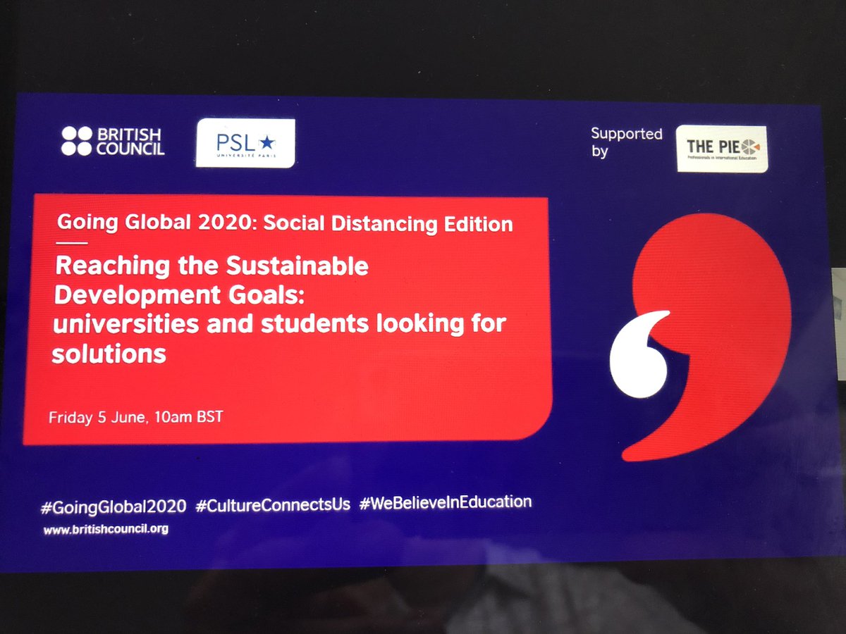 On #WorldEnvironmentDay good to listen in to this @BritishCouncil led webinar on the #SDGs with input from @IAU_AIU and @VantlandH - so many universities actively embedding the SDGs in their teaching, research and operations #GoingGlobal2020 @UoNSustain