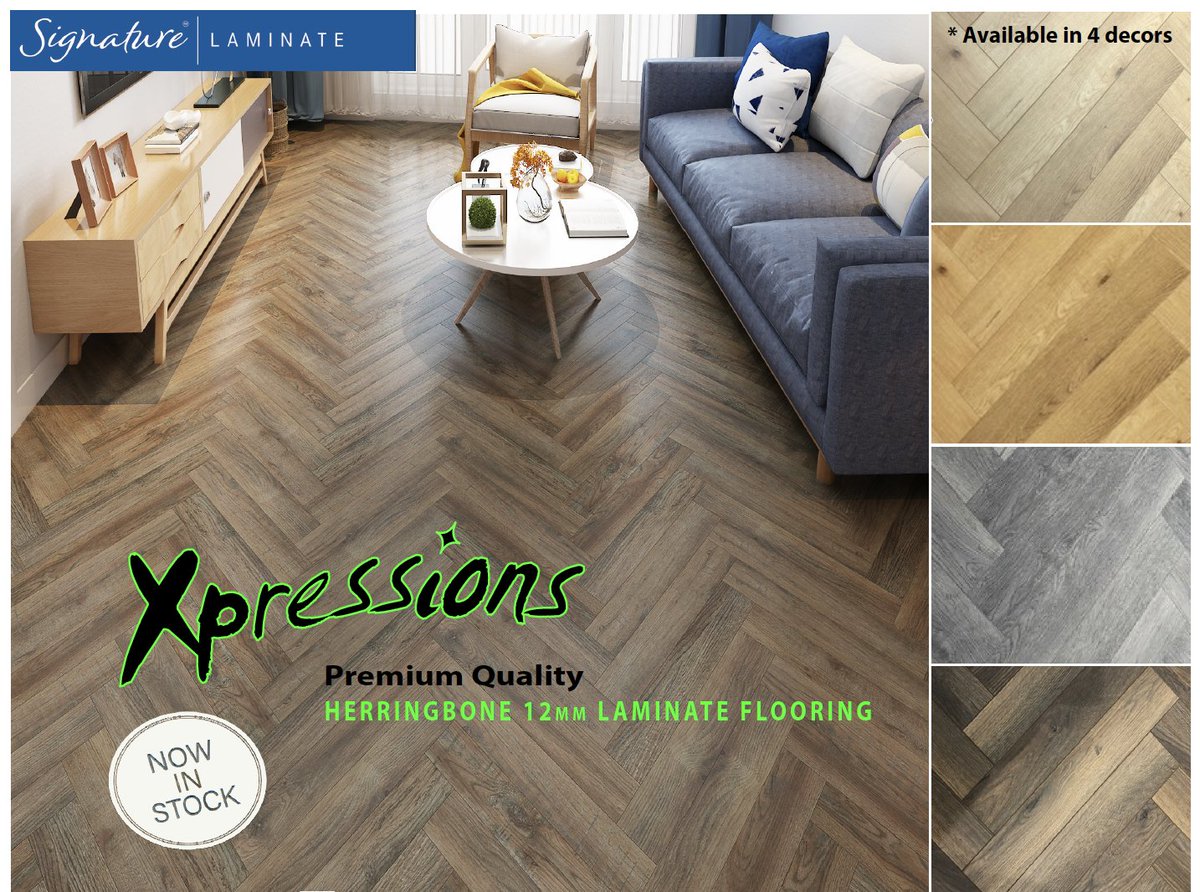 PFL_Ireland's tweet photo. ** NOW IN STOCK ** Xpressions Herringbone 12mm #Laminate Available in 4 decors - it’s versatile, beautiful and can used in your home or your business. #AC5 #Heavycommercial https://t.co/EoZm37BEfQ