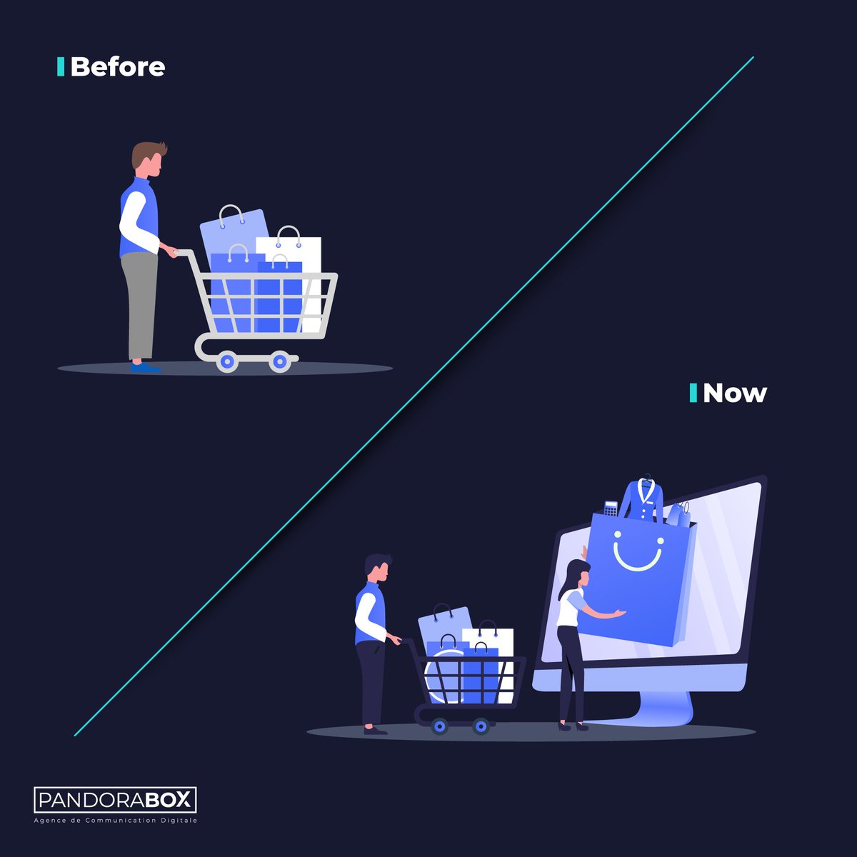 Avec l’accès limité aux centres commerciaux,
l𝗲 𝗰𝗼𝗺𝗺𝗲𝗿𝗰𝗲 𝗲́𝗹𝗲𝗰𝘁𝗿𝗼𝗻𝗶𝗾𝘂𝗲 est devenu l’alternative de choix pour plusieurs marques.🛒🖥
C’est le moment de doter votre entreprise d’un e-commerce.
𝗣𝗮𝗻𝗱𝗼𝗿𝗮 𝗕𝗼𝘅 est toujours prête ...
#Ecommerce