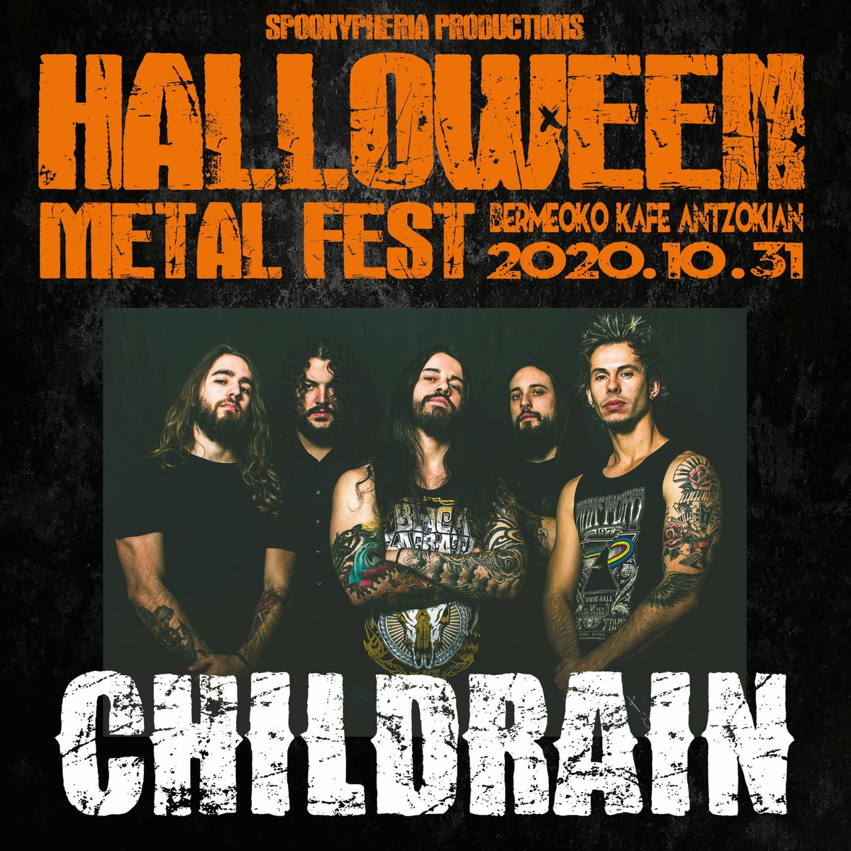 Lo prometido es deuda!!!!
Hoy os anunciamos que el cabeza de cartel del Halloween Metal Fest 2020 serán CHILDRAIN

Los de Gasteiz vuelven al Kafe Antzoki de Bermeo (Bizkaia) el Sabado 31 de Octubre para ponerle la guinda al pastel de la 13 edición del Halloween Metal Fest