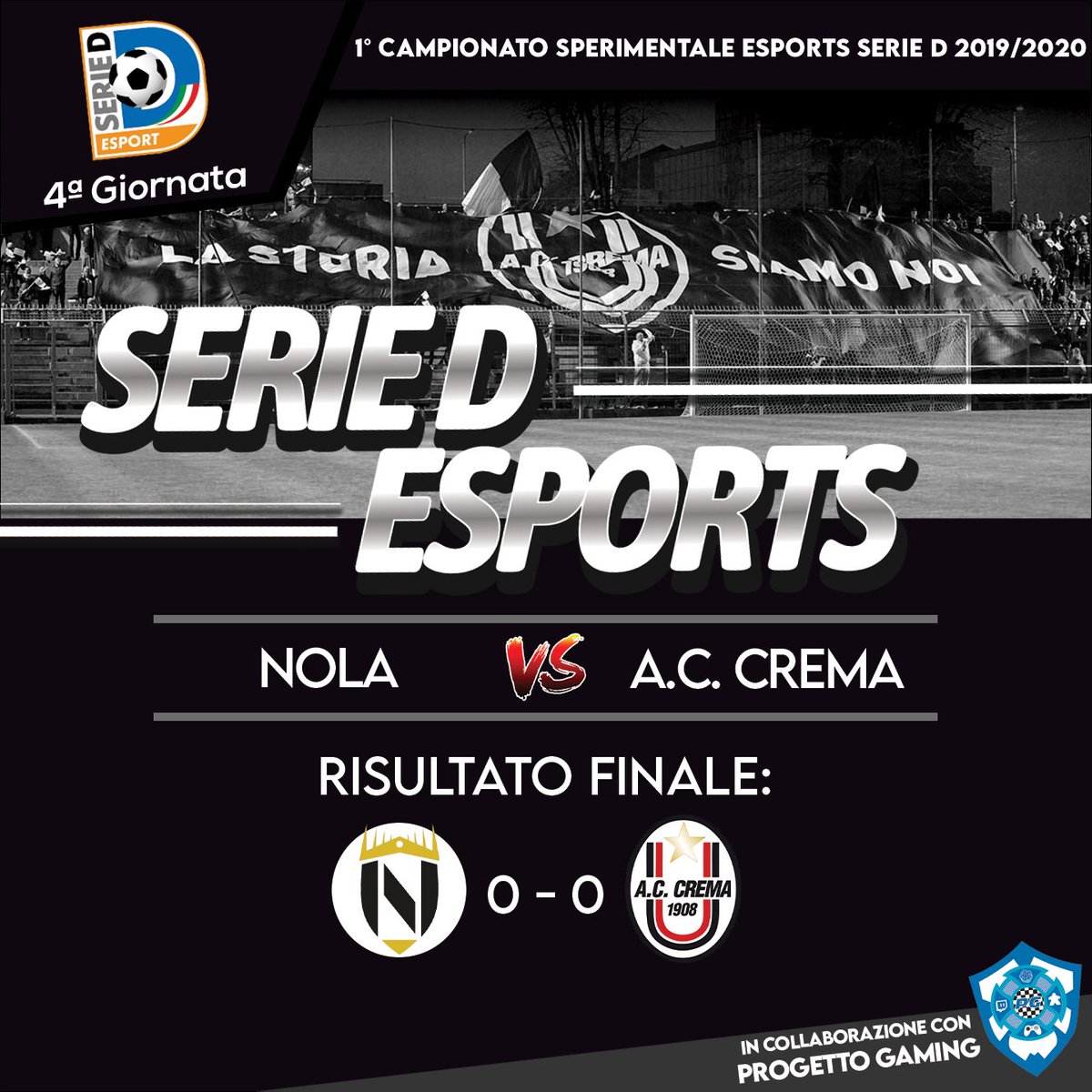 progettogaming's tweet photo. Buon pareggio contro il #Nola per i ragazzi del #Crema #esports che purtroppo sbagliano un calcio di rigore nel finale.
Il #campionato è ancora lungo e c'è una #classifica da scalare!

#iogiocodacasa https://t.co/UowRQZARd6