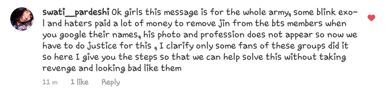 sweetyjayyy's tweet photo. ATTENTION ARMYS.Jin's photo had being removed from Google....
Let's fight for seokjinnieee
#SeokjinTrends #JIN #ARMY #International #7members #BTS #KimNamjoon #KimSeokjin #MinYoongi #junghoseok #ParkJimin #KimTaehyung #JeonJungkook #BTSforever #OT7 #viralnews #bts7members https://t.co/OjfmAepDWv