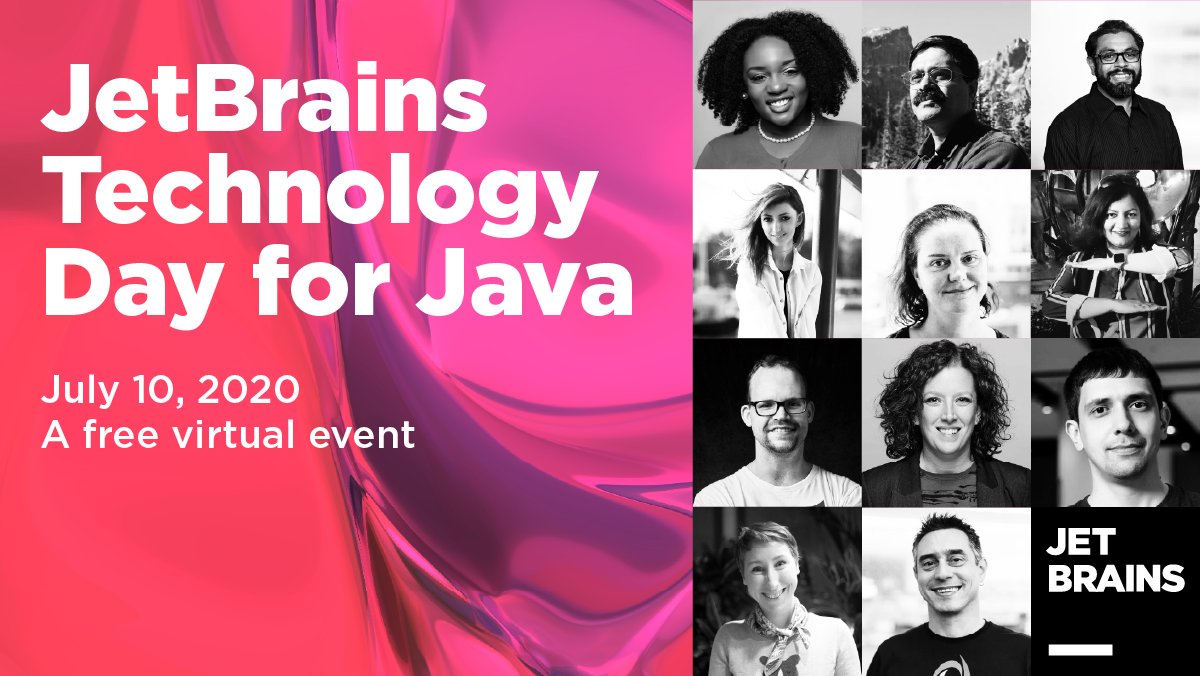 intellijidea's tweet image. 🗓 Join a free virtual event, JetBrains Technology Day for Java, on July 10.
🎙Topics: Modern Java, Frameworks, Testing, Concurrent Garbage Collectors, Contributing to OSS, and much more!
🎟 Save your seat: jb.gg/tnzsl4
#JetBrainsLovesJava #JBTechDayforJava