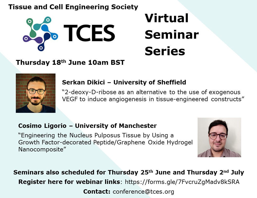 Very excited to announce the <a href="/tissuecell/">TCES</a> virtual seminar series will be launching on June 18th with 2 fantastic speakers @serkandikici27 and Cosimo Ligorio. Register to attend here: forms.gle/7FvcruZgMadv8k…