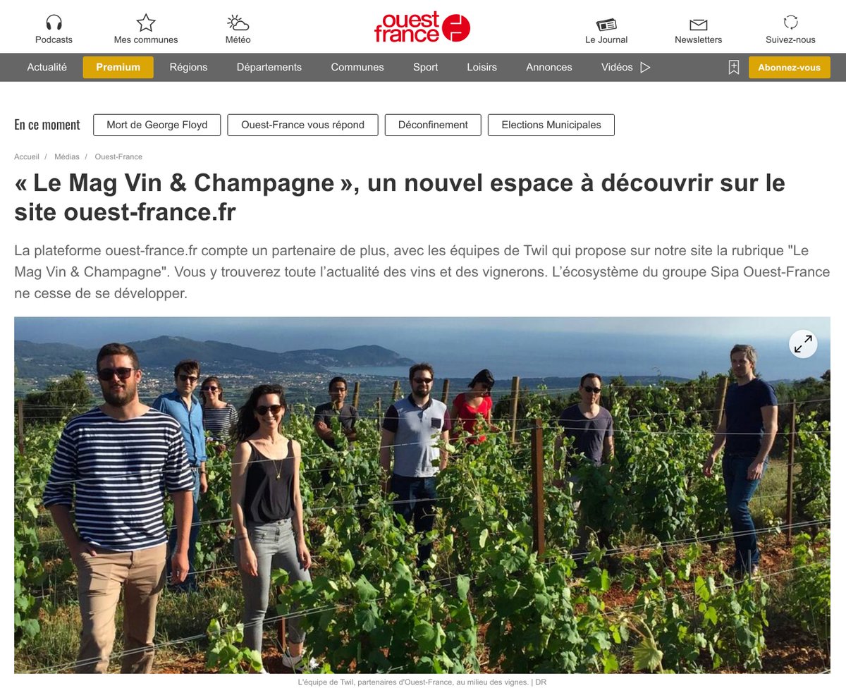 [BREAKING NEWS] Twil devient partenaire de Ouest France pour animer la rubrique Vin &amp; Champagne de ce grand média français ! bit.ly/2MxQK56