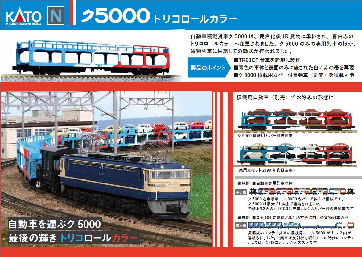 EF65 500とク5000 トリコロール EF65 500とク5000 トリコロール ク5000 トリコロールカラー (鉄道模型