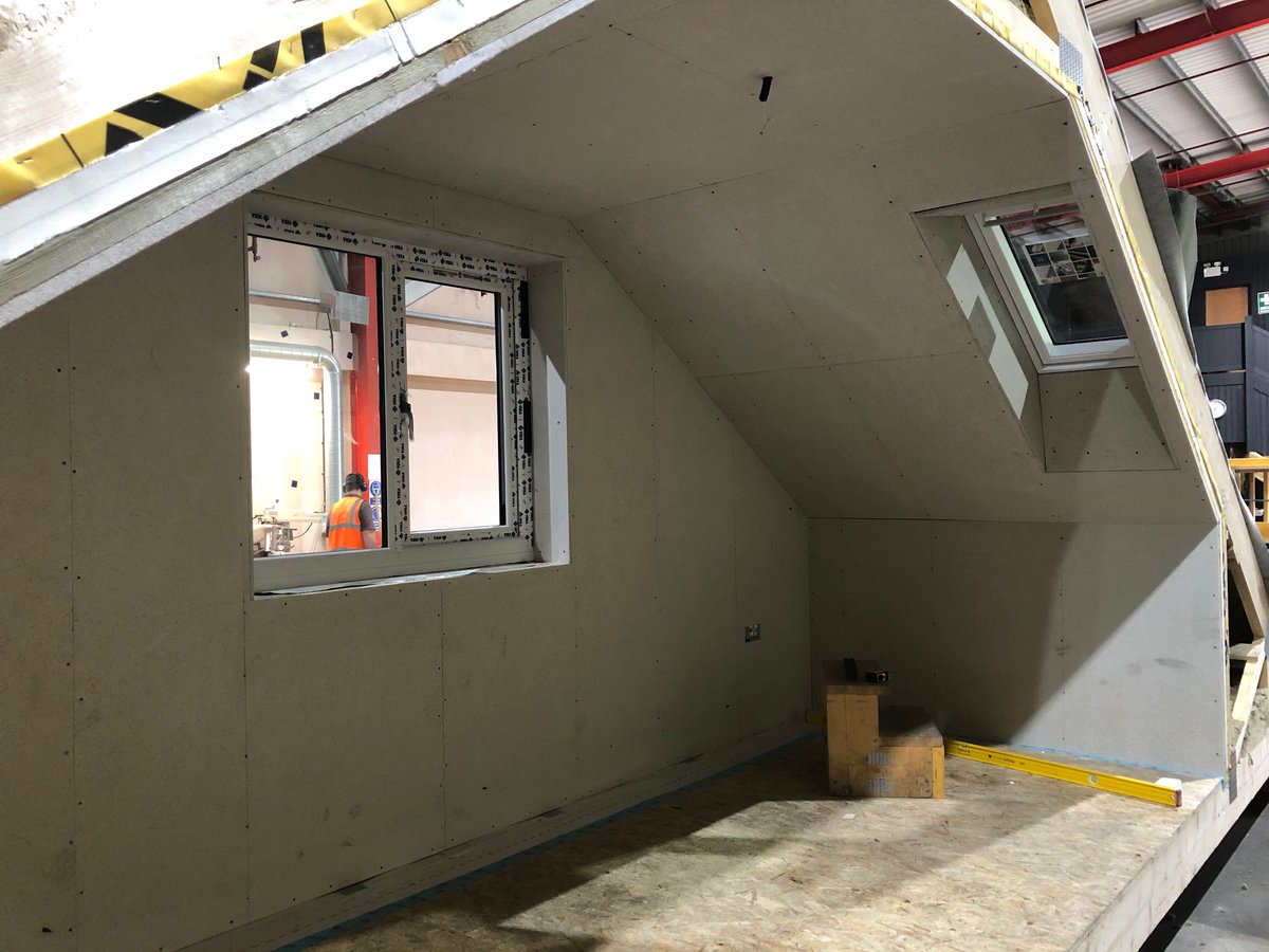 #modular roof block under #construction.  This #sustainable #ecohome is being manufactured #offsite in our factory in transportable modules, delivered and installed to site reducing build times, avoiding delays resulting in a more efficient build program.