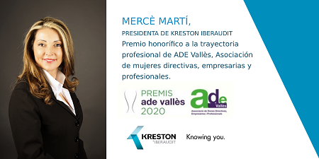 📲 Mercè Martí, Presidenta Ejecutiva de Kreston Iberaudit, premio a la trayectoria profesional de ADE Vallès
📌 @KrestonIB 
👉🏻 ow.ly/qrXR30qMVEa 
#trayectoriaprofesional #ADEVallès #AsociaciónMujeresDirectivas