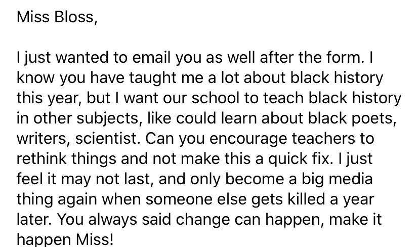 Powerful messsge from one of my year 8 students! Aim to make long lasting change 🙏