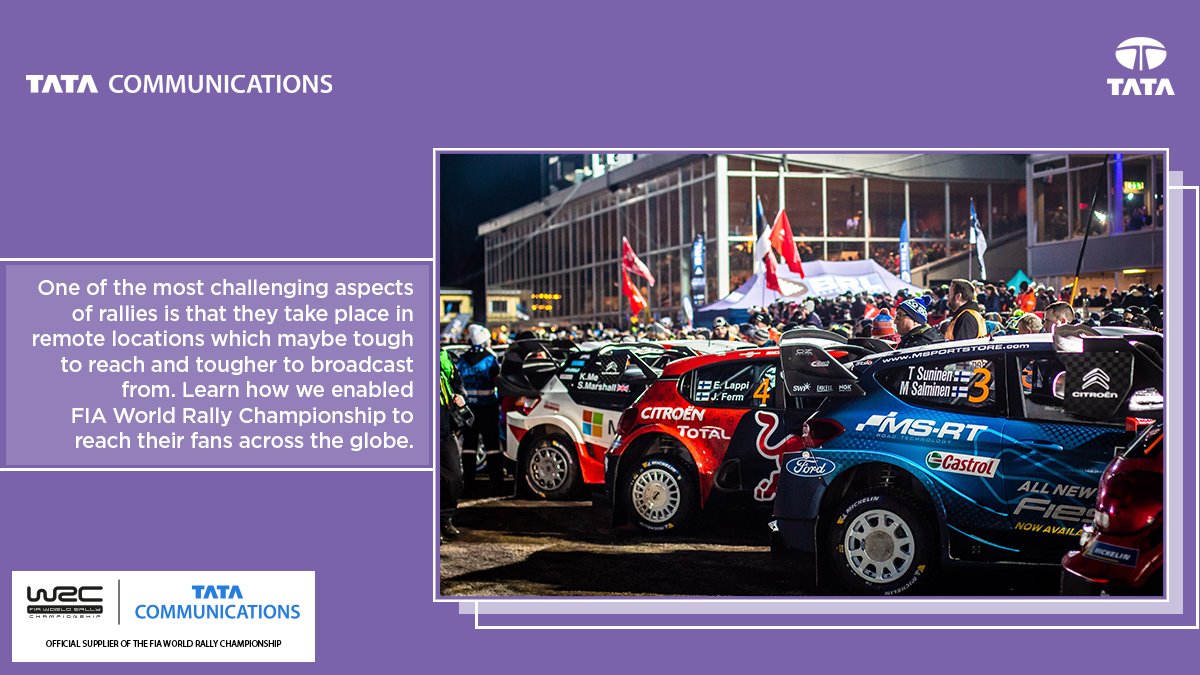 tata_comm's tweet photo. From the engine-anticipation on the start lines to the racers' celebration on the finish line, we make sure you catch every raw moment of all the rallies. Read why our partnership with @OfficialWRC is #TrustedToWin: https://t.co/dgfXmfq7kd https://t.co/O4kD6jFOrm