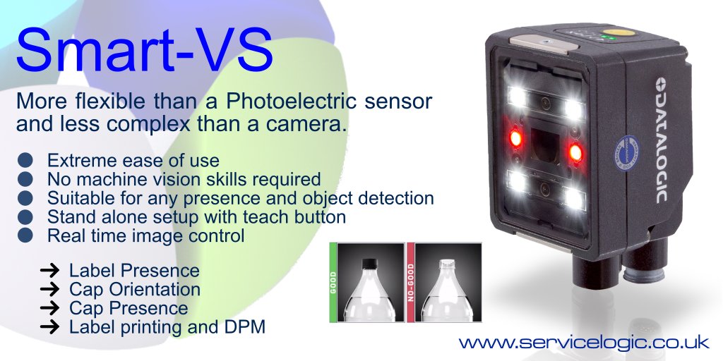 ServiceLogic's tweet image. The new Smart-VS vision sensor from @DatalogicGroup.  The first smart sensor based on Machine Learning. @FoodMfg #labelling #foodsafety #manufacturing #inspection Quick,  easy and effective. servicelogic.co.uk/news/datalogic…
