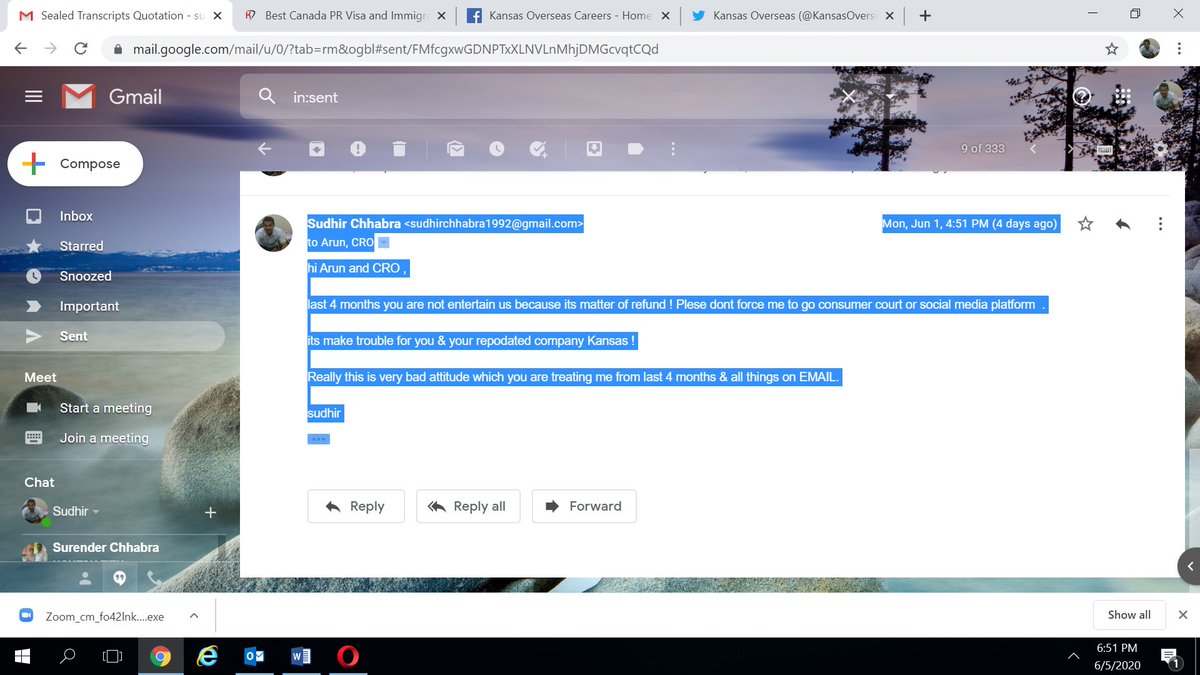 Sudh_C36's tweet image. How @KansasOverseas  can cheat any of your client’s! Even not #replying on #emails several days ! It’s really shameful &amp;amp; digesteer!
Please look into my matter other wise I have to go legal ways