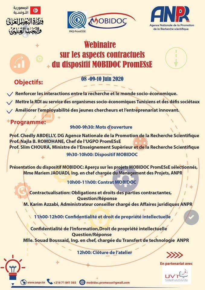 JMesrs's tweet image. Aspects contractuels du dispositif &quot;MOBIDOC-PROMESSE&quot;,
Webinaire du 08-09-10 juin 2020
#Mobidoc #promesse #webinaire #Mesrs