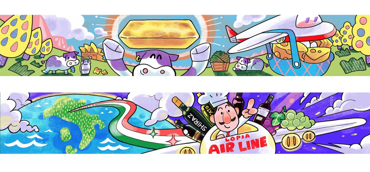 絵描き屋yashico 今日オープンのロピア成田店の店内壁面イラストを描かせて頂きました 最長7m Ovo ロピアさんでは２度目のお仕事となりました お近くの方是非お買い物ついでに見ていただけたら嬉しいです