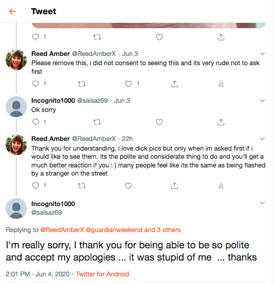 Please all take note at this amazing turnaround of an unsolicited dick pic 🥳💝 This is how everyone should<a href="/tag/dickpic"class="tags"><span>#dickpic</span></a><a href="/tag/unsoliciteddickpic"class="tags"><span>#unsoliciteddickpic</span></a>