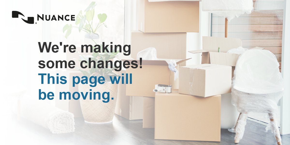 We're on the move! We'll be sharing all our future updates over on <a href="/NuanceInc/">Nuance Communications</a>.  

Be sure to join us today! #TeamNuance