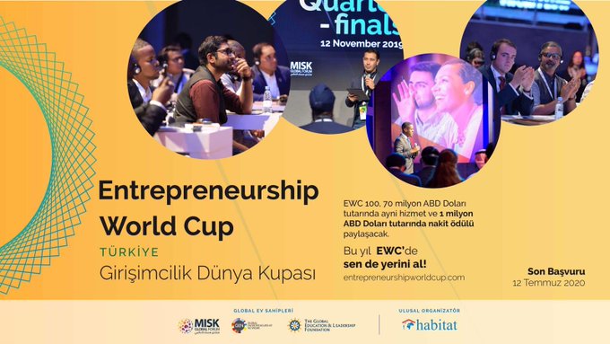 Misk Global Forum, Global Girişimcilik Network’ü (GEN)ve Global Eğitim ve Liderlik Vakfı  ortaklığında, <a href="/habitatdernegi/">Habitat Derneği</a> Ulusal Organizatörlüğünde düzenlenmekte olan Girişimcilik Dünya Kupası (Entrepreneurship World Cup-EWC)için geri sayım başladı ! #ewcturkiye
<a href="/girisimcilik/">Girişimcilik</a>
