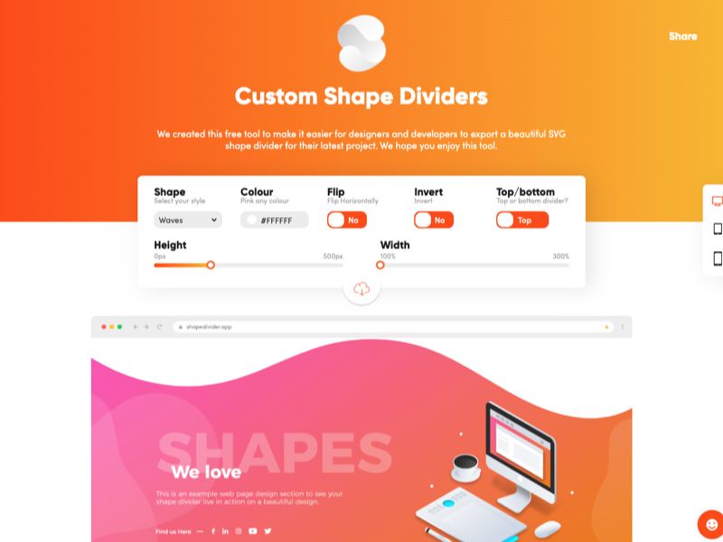 Download Ludovic Loiseau On Twitter Generate Beautiful Svg Shape Dividers For Your Designs With This Tool By True Style Design Https T Co 5gricotki6 Svg Css Divider Shape Design Webdesign Ui Https T Co Yn7vpamt5x