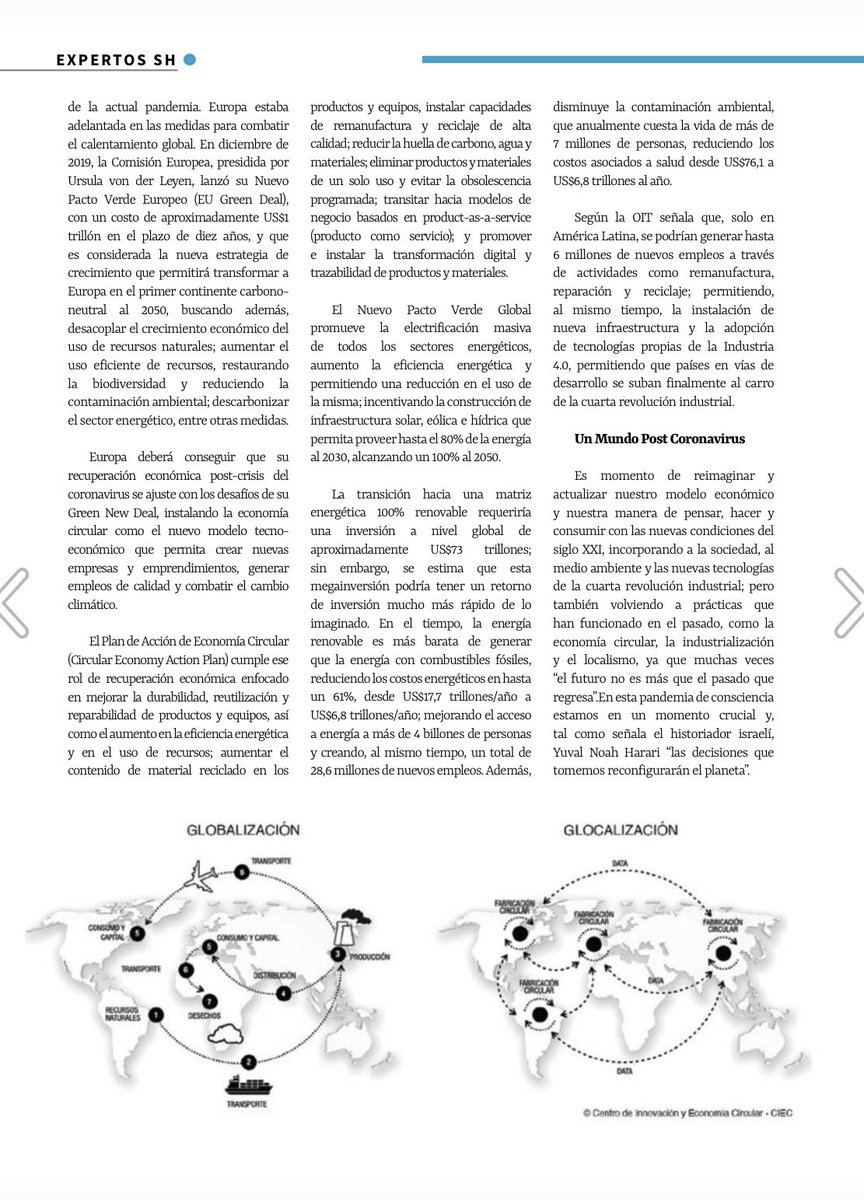 En el #DíaMundialDelMedioAmbiente, te invitamos a leer artículo de <a href="/petarostojic/">Petar Ostojic</a> de <a href="/ciecircular/">Centro de Innovación y Economía Circular - CIEC</a> y <a href="/pablovegab/">Pablo Vega Buccicardi</a> de <a href="/CiecPeru/">CIEC - Peru</a> sobre las oportunidades de las #economíacircular 4.0 en un mundo post #coronavirus, en revista <a href="/StakeholdersRS/">Revista Stakeholders</a> 🇵🇪 ➡️ issuu.com/stakeholdersrs…