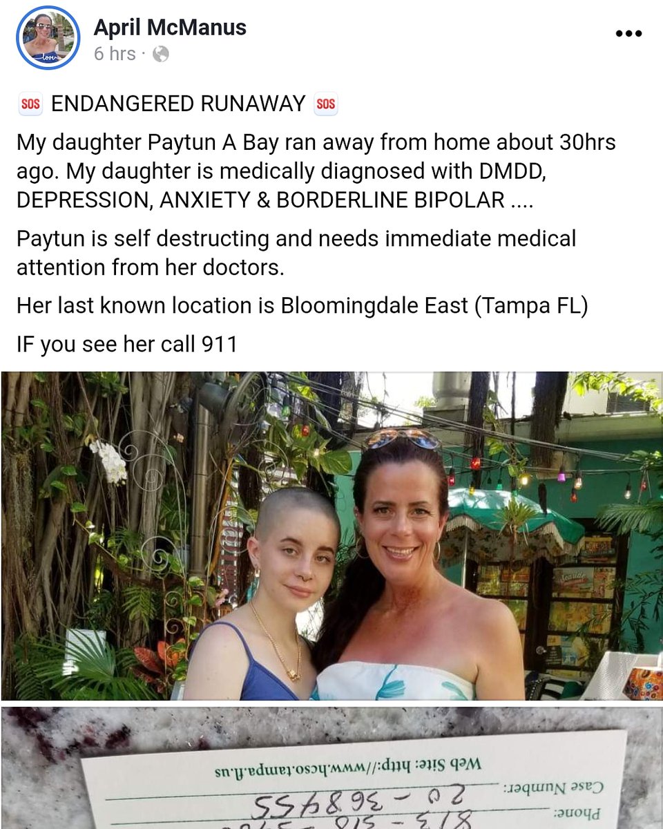gdklan42's tweet photo. Prayer request. Endangered runaway. Tampa area please keep an eye out. Paytun needs our help to bring her home safely. Her family is devastated. Please repost. If you know anything, please don't stay silent. 
@BloomingdaleSHS 
@HCPSBurns 
@BloomingdaleHOA https://t.co/q1mOFcMC2Z