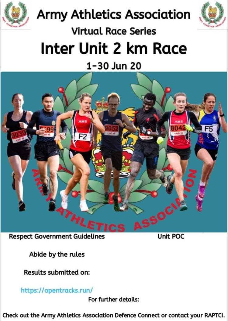 Army Sport (@armysportascb) on Twitter photo Event 2 in the <a href="/ArmyAthleticAAA/">Army Athletics</a> virtual running series is the Inter Unit 2Km
How run fit is your unit?🏃🏽♂️🏃♀️
** Social distancing guidelines MUST be adhered to - Respect Government Guidelines.
Full details and sign up ⬇️
data.opentrack.run/en-gb/x/2020/G…
#InterUnit #BritishArmySport Event 2 in the <a href="/ArmyAthleticAAA/">Army Athletics</a> virtual running series is the Inter Unit 2Km
How run fit is your unit?🏃🏽♂️🏃♀️
** Social distancing guidelines MUST be adhered to - Respect Government Guidelines.
Full details and sign up ⬇️
data.opentrack.run/en-gb/x/2020/G…
#InterUnit #BritishArmySport