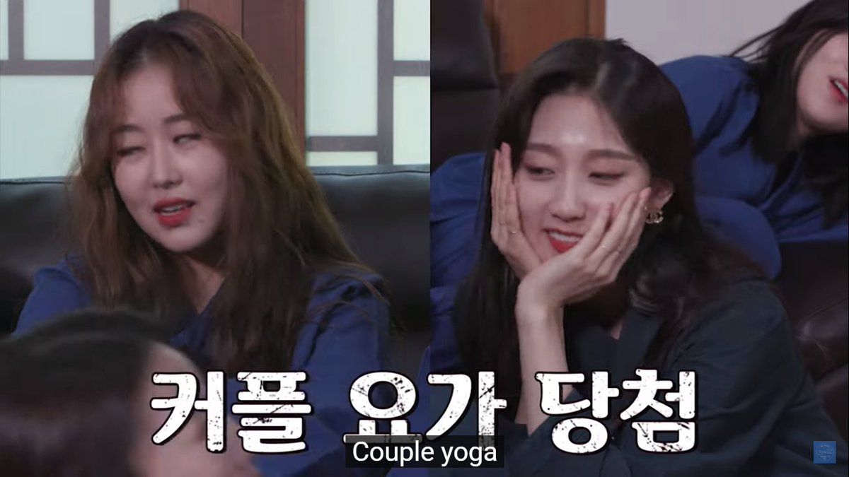 during the 2-hour break, the partners will have to accomplish their task and earn coinsjisoo & jiae = read bookssujeong & kei = play a gamemijoo & jin = cross stitchyein & babysoul = couple yoga