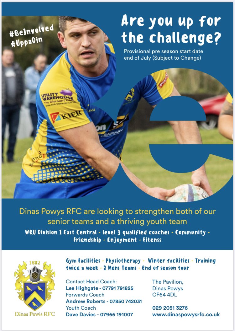 DinasPowysRFC's tweet photo. ✅ Up for a challenge?
✅ Ambitious club
✅ Two sides &amp; Youth
✅ Qualified coaches
✅ Training facilities including winter
✅ Great social &amp; tour 

Get in touch with the team, all players welcome!! 🏉💪😁 #UppaDin #BeInvolved 

@AllWalesSport @WRU_Community https://t.co/n9p4fJnoRG