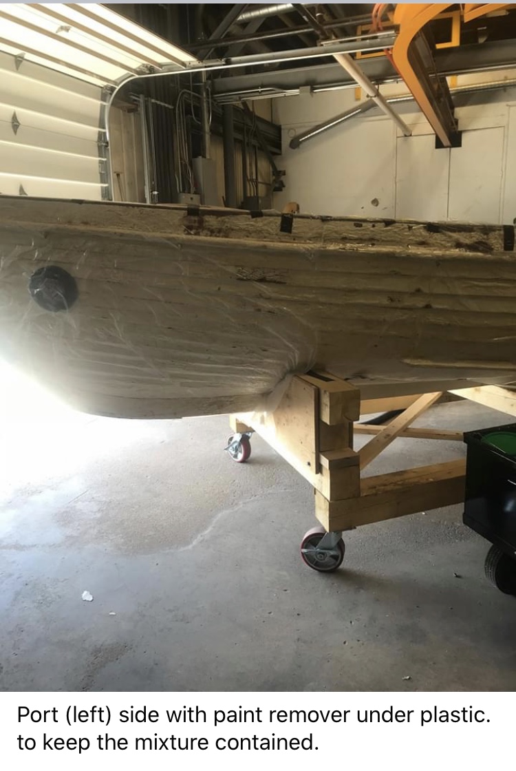 HMCSSACKVILLE1's tweet photo. From #ThePaintLocker on FB: Although paused by COVID, our whaler is being refurbished by the carpentry & paint shops of Fleet Maintenance Facility #CapeScott, and @CPOFastForward took the opportunity this week to check and see how the paint removal process was going. #RCNavy https://t.co/fhAg7ZIZg6