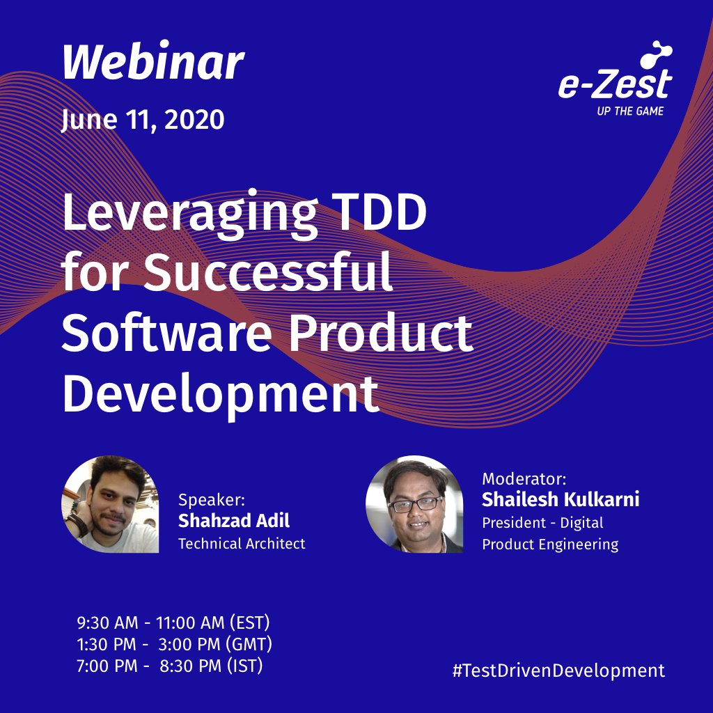 ezest's tweet image. A Test-driven development approach can result in software products with higher accuracy and quality. Join our next webinar to learn how you can implement TDD to optimize your software development process. Register at hubs.ly/H0r9fyl0 #DigitalProductEngineering