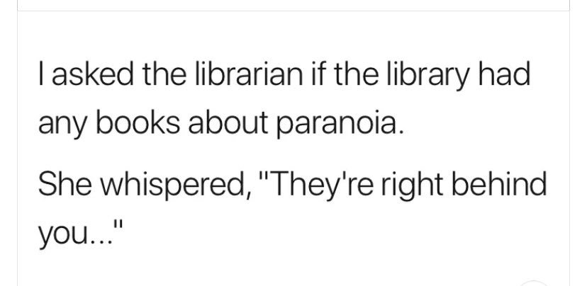 bhsbroncoslib's tweet photo. A little humor for the weekend 😌

Remember, eAudiobooks and eBooks are available! Have questions? Go to the library page and click “ask us” #liblove #220BookLove https://t.co/LHwCxsC2q4