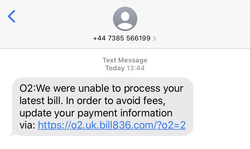 jonhunta's tweet photo. @O2  got this today, suspect it’s a a phishing scam considering I cancelled my contract over a year ago. https://t.co/MxMrM1pkgX